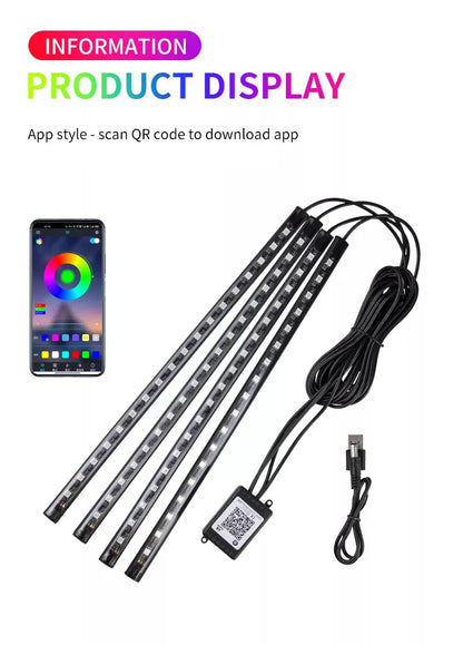 LumeGlow™ RGB LED Car Ambient Lights – App & Music Sync With App or Remote control.