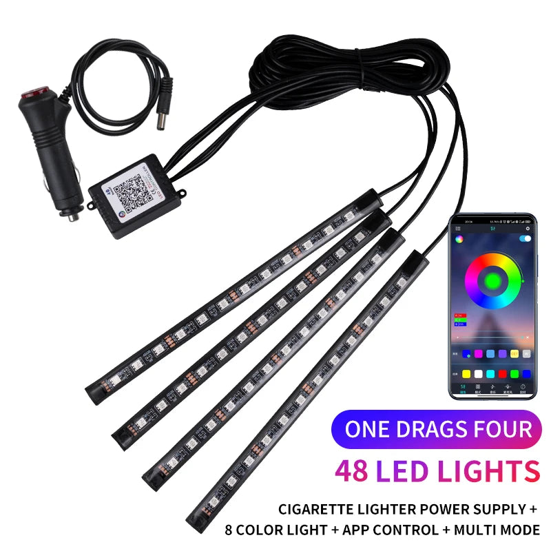 LumeGlow™ RGB LED Car Ambient Lights – App & Music Sync With App or Remote control.